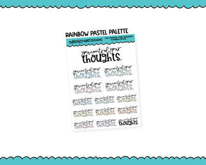 Rainbow or Black You Control Your Thoughts Typography Planner Stickers for any Planner or Insert