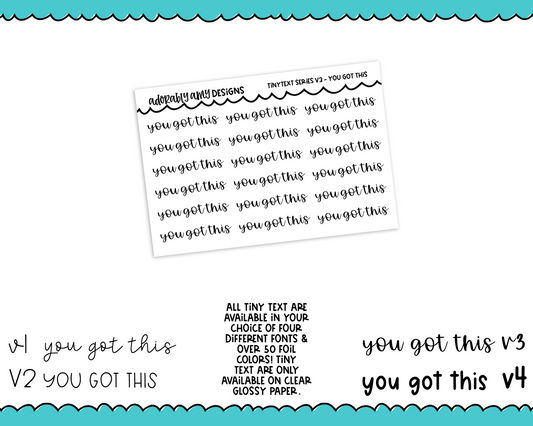 Foiled Tiny Text Series - You Got This Checklist Size Planner Stickers for any Planner or Insert