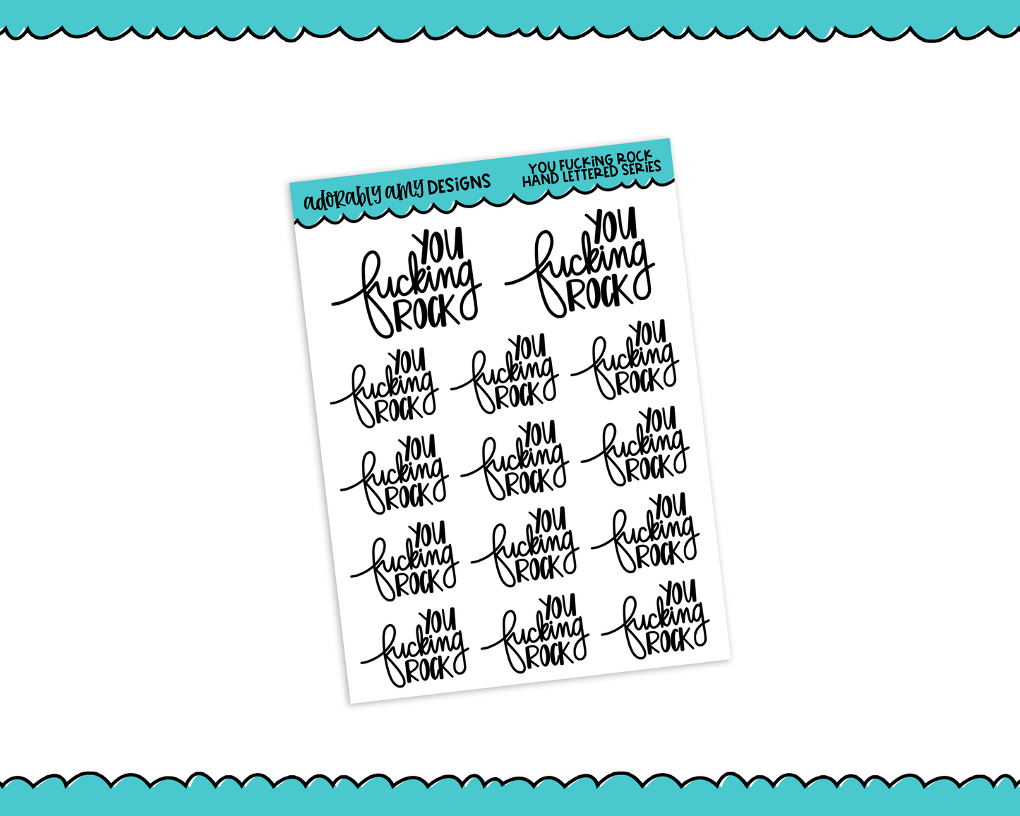 Hand Lettered You F*cking Rock Sweary Snarky Planner Stickers for any Planner or Insert - Adorably Amy Designs