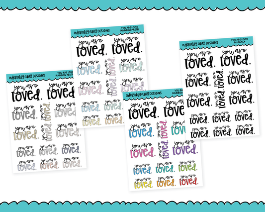 Rainbow or Black You are Loved Typography Planner Stickers for any Planner or Insert