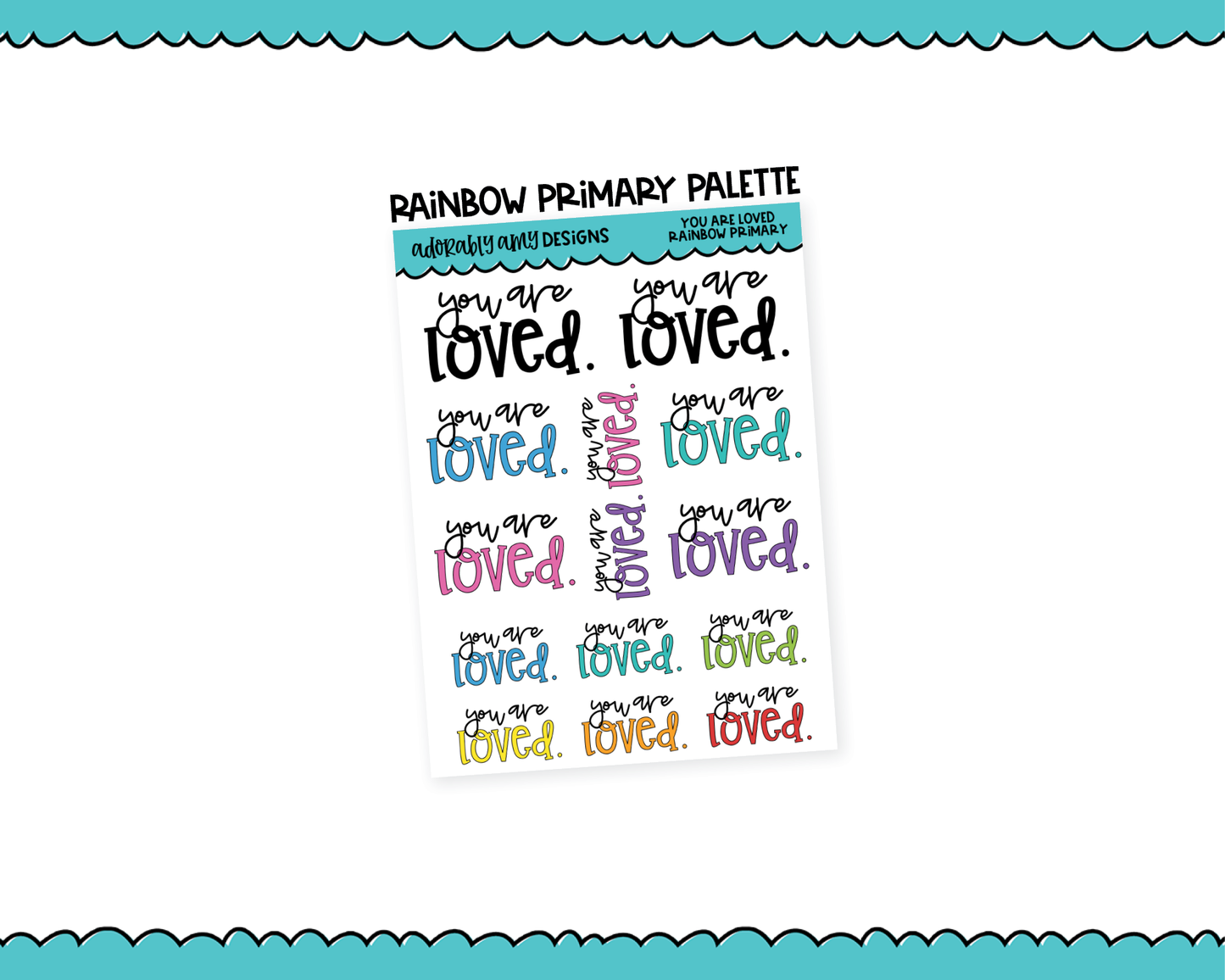 Rainbow or Black You are Loved Typography Planner Stickers for any Planner or Insert