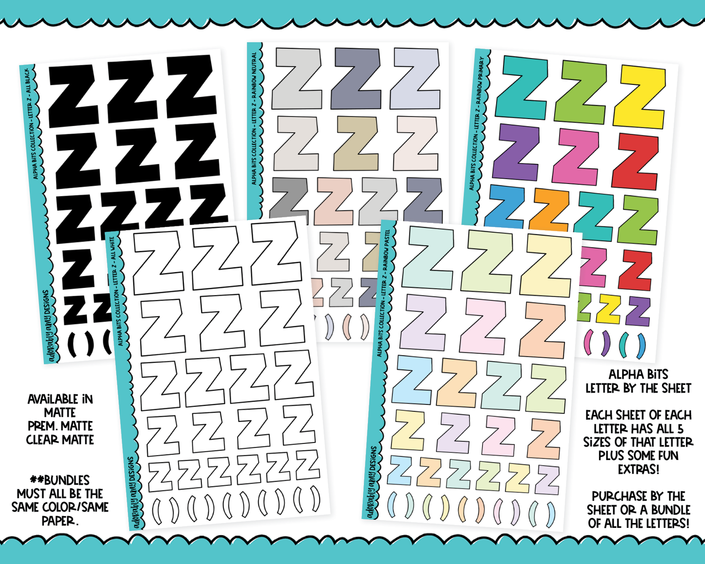 Alpha Bits V1 Letter Stickers Grouped By Letter Typography Planner Stickers for any Planner or Insert