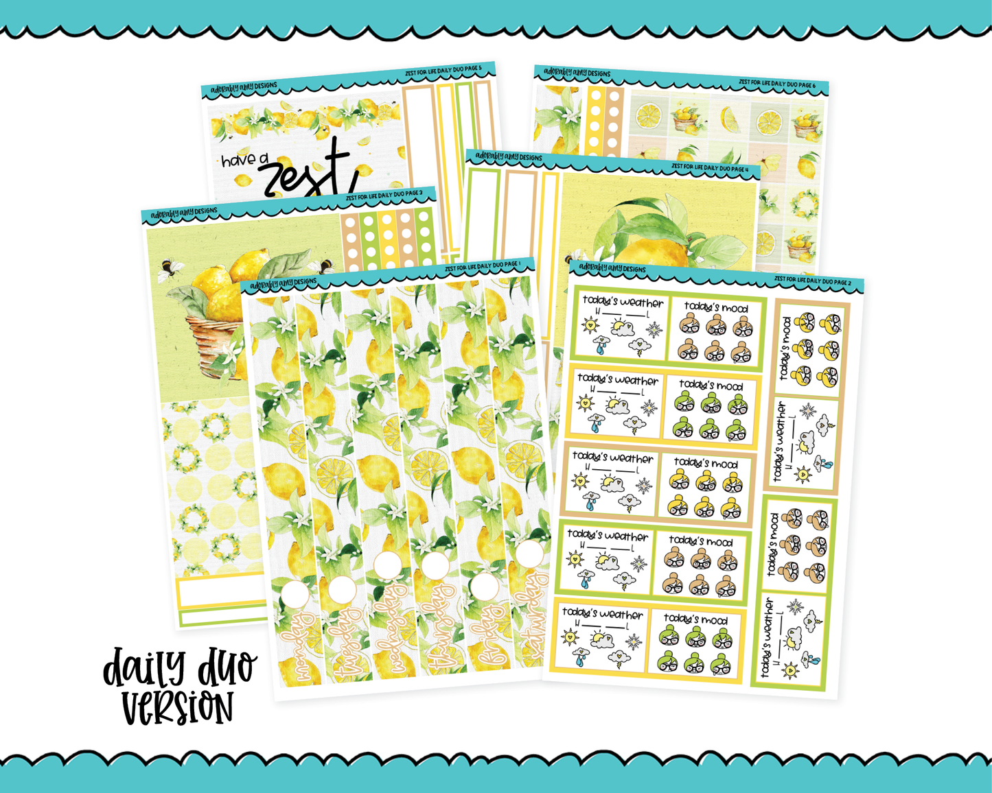 Daily Duo Zest for Life Themed Weekly Planner Sticker Kit for Daily Duo Planner