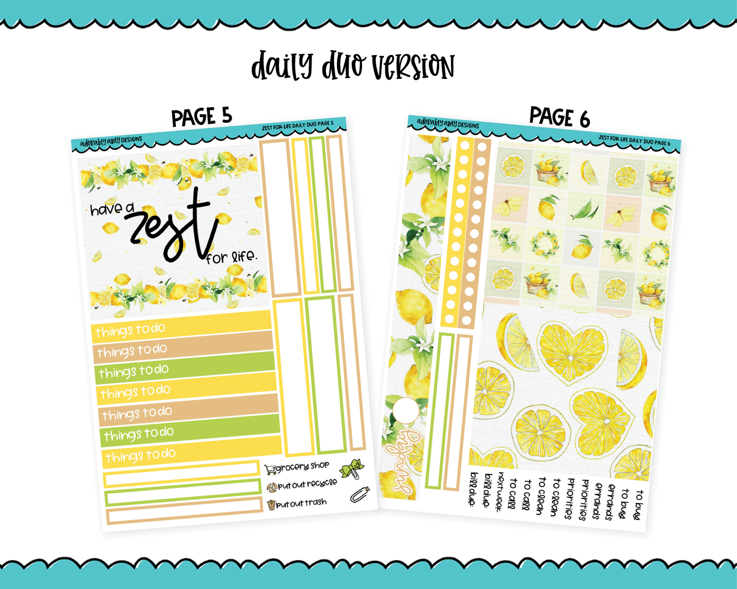 Daily Duo Zest for Life Themed Weekly Planner Sticker Kit for Daily Duo Planner