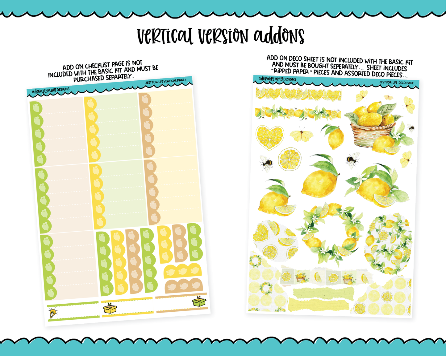 Vertical Zest for Life Planner Sticker Kit for Vertical Standard Size Planners or Inserts