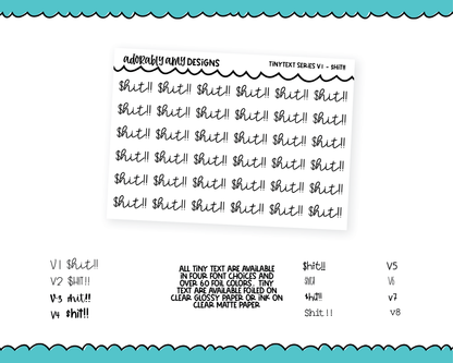 Foiled Tiny Text Series - $hit!! Checklist Size Planner Stickers for any Planner or Insert
