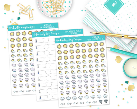 Transparent Weather Stickers for Erin Condren, Hobonichi Weeks, any Planner or Insert - Adorably Amy Designs