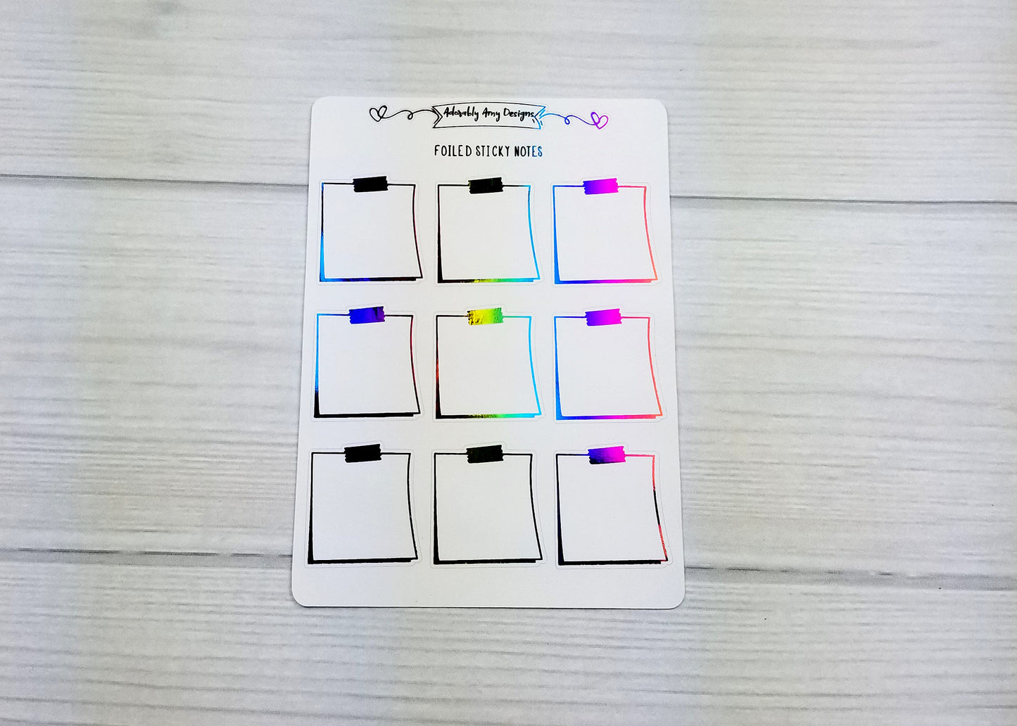 Foiled Sticky Note Planner Stickers for any Planner or Insert - Adorably Amy Designs