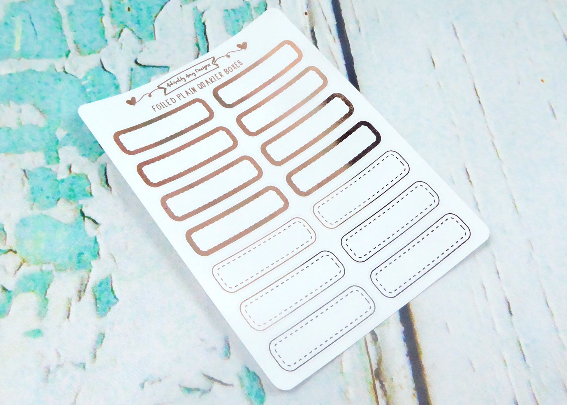 Foiled Plain Quarter Boxes Two Styles Planner Stickers for any Planner or Insert - Adorably Amy Designs