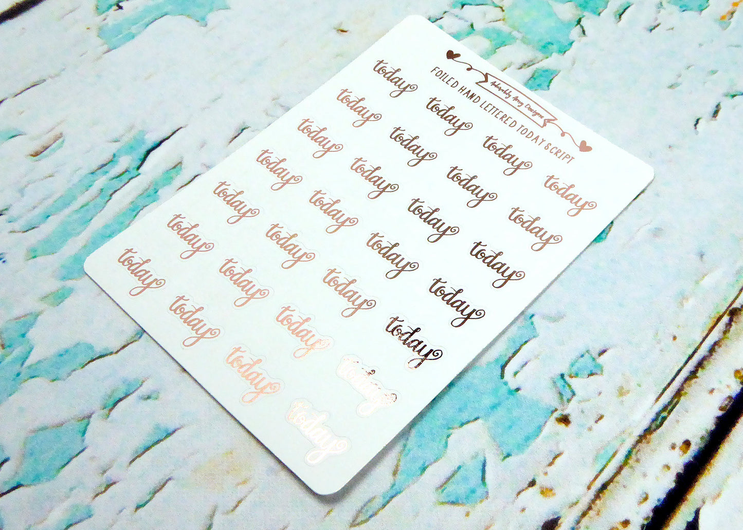 Foiled Hand Lettered Today Reminder Planner Stickers for any Planner or Insert - Adorably Amy Designs