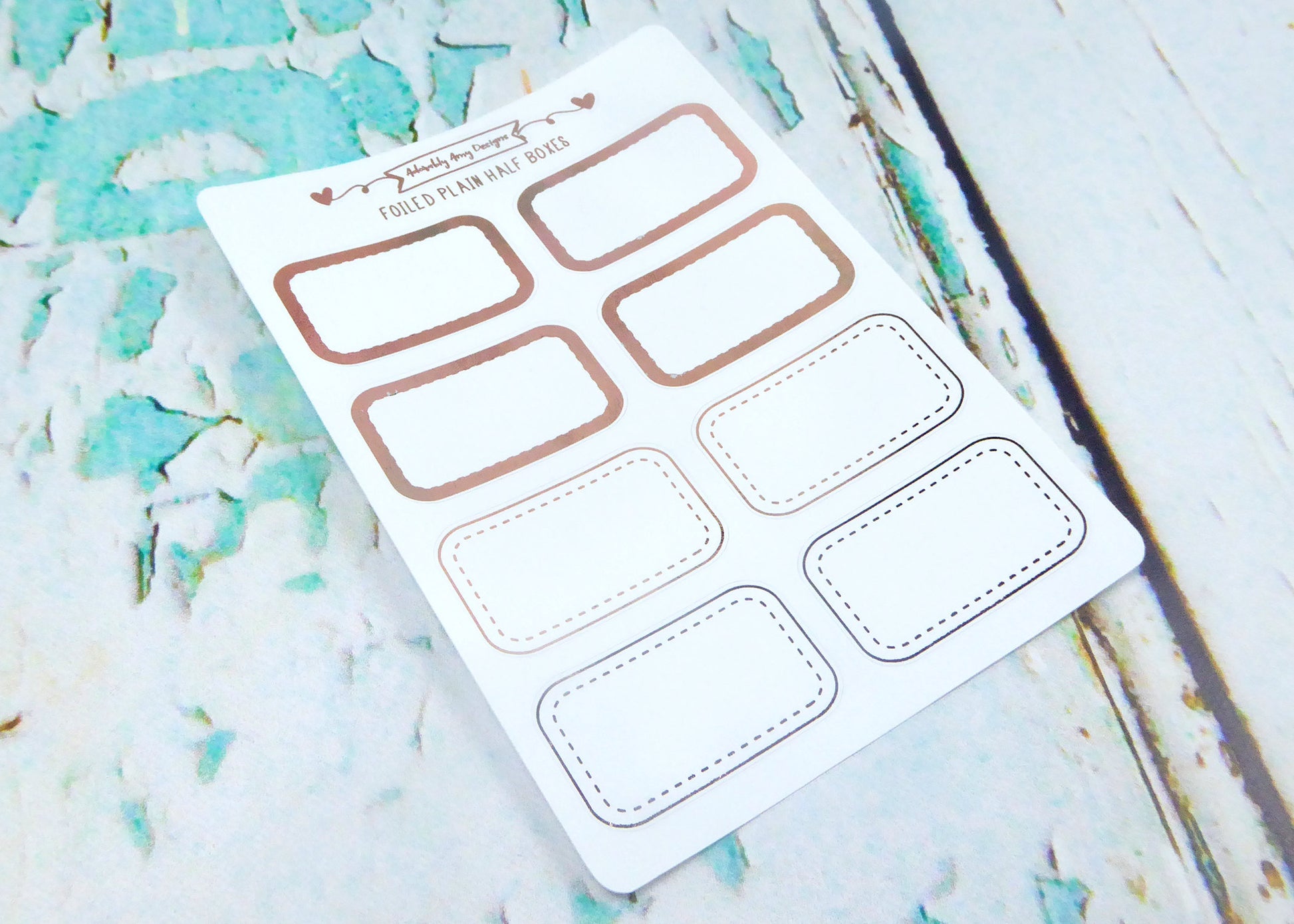 Foiled Plain Half Boxes Two Styles Planner Stickers for any Planner or Insert - Adorably Amy Designs