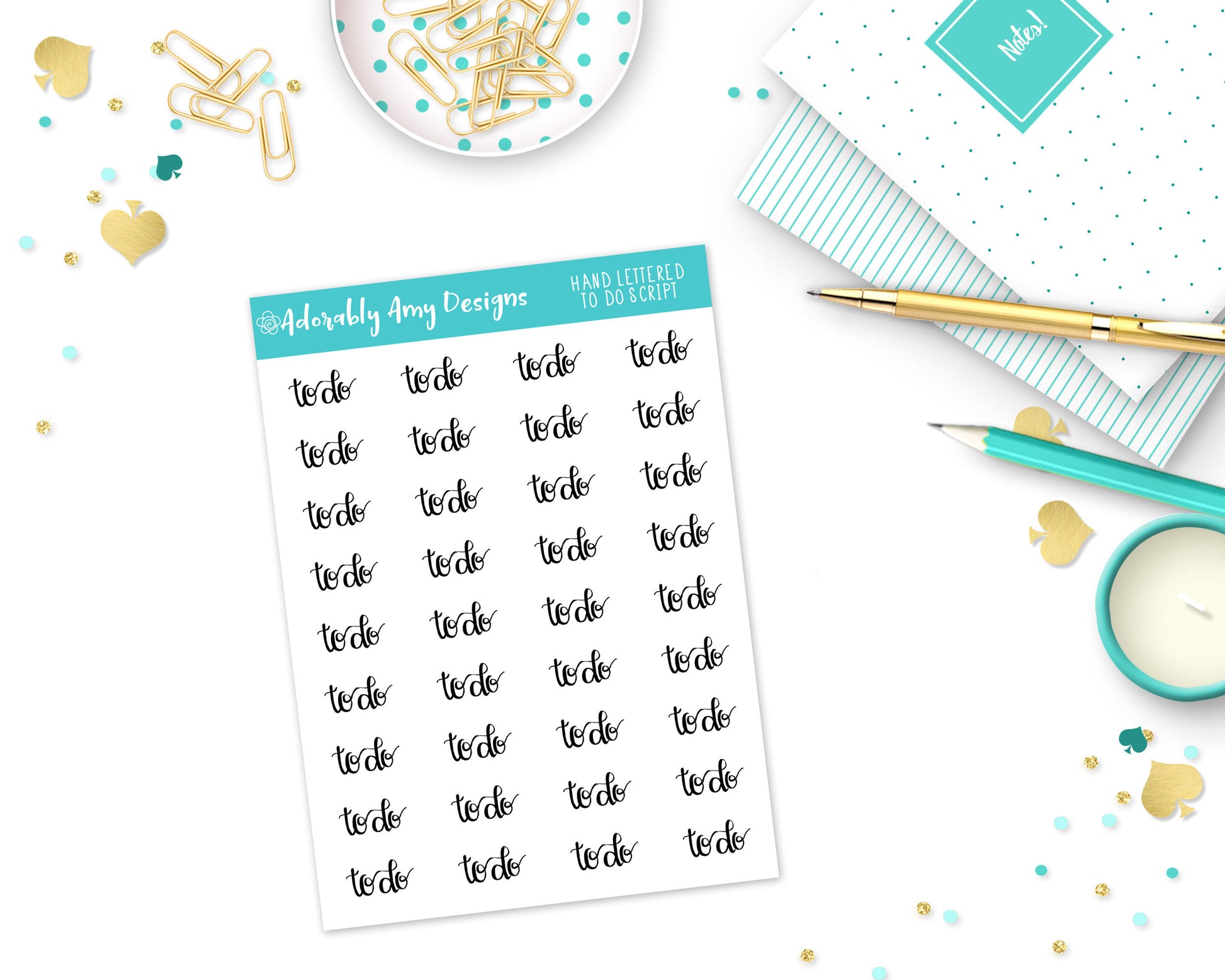 Hand Lettered To Do Reminder Planner Stickers for any Planner or Insert - Adorably Amy Designs