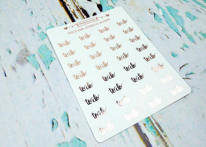 Foiled Hand Lettered To Do Reminder Planner Stickers for any Planner or Insert - Adorably Amy Designs