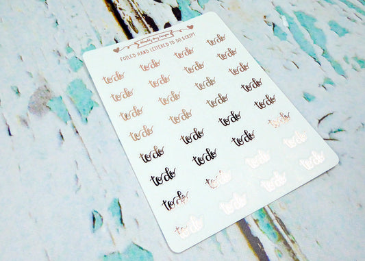 Foiled Hand Lettered To Do Reminder Planner Stickers for any Planner or Insert - Adorably Amy Designs