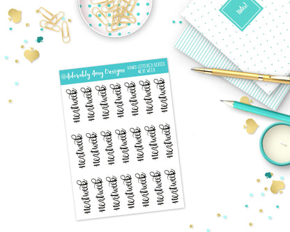 Hand Lettered Next Week Planner Stickers for any Planner or Insert - Adorably Amy Designs