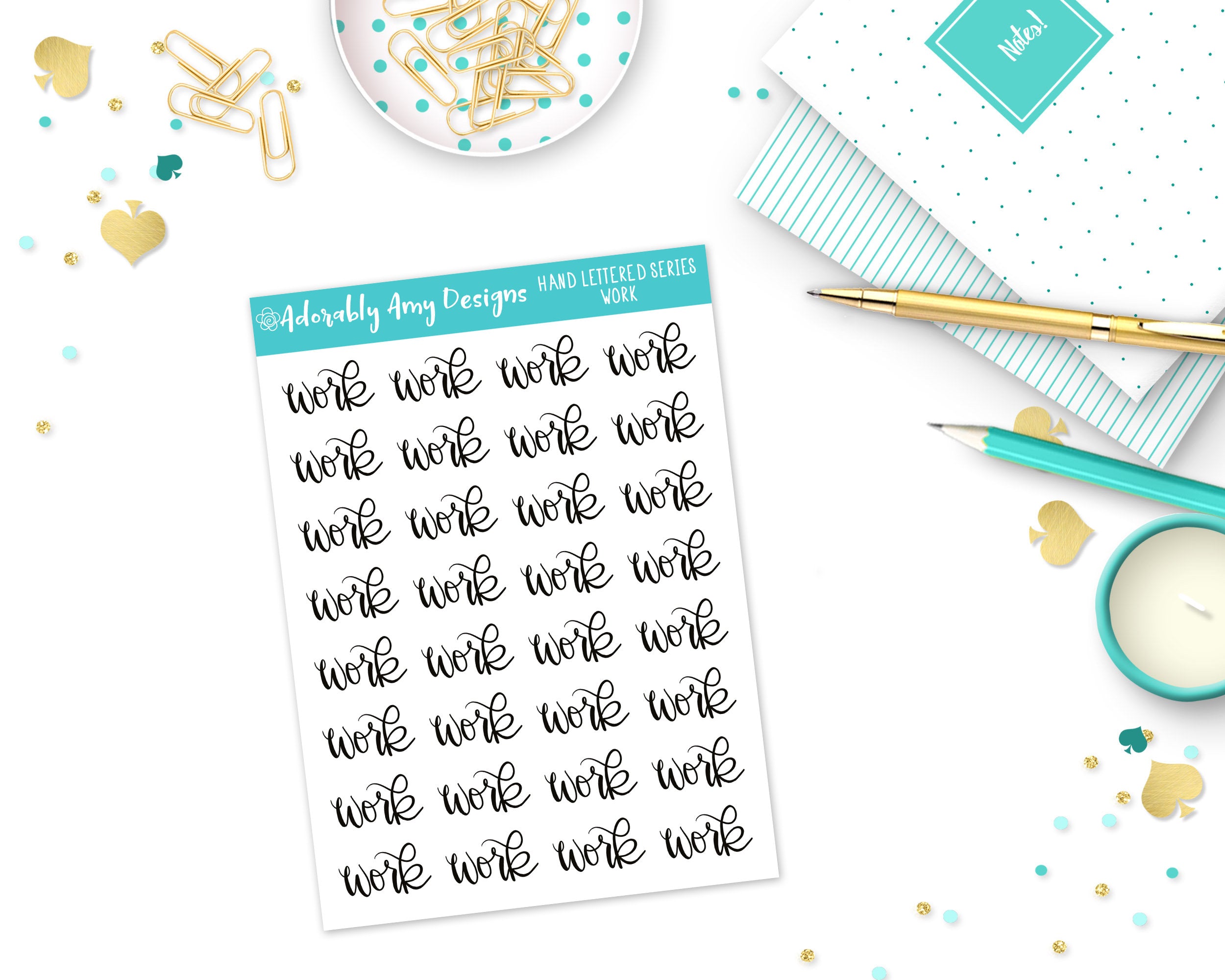 Hand Lettered Work Planner Stickers for any Planner or Insert ...