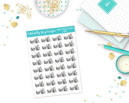 Hand Lettered Work Planner Stickers for any Planner or Insert - Adorably Amy Designs