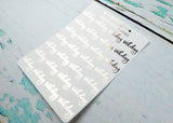 Foiled Hand Lettered Sick Day Typography Planner Stickers for any Planner or Insert - Adorably Amy Designs