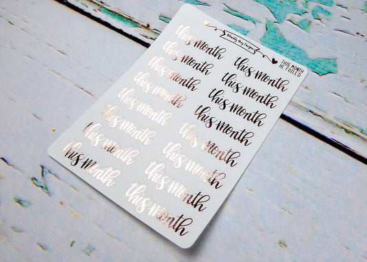 Foiled Hand Lettered This Month Planner Stickers for any Planner or Insert - Adorably Amy Designs