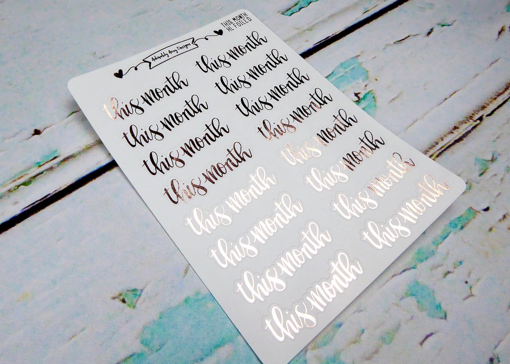 Foiled Hand Lettered This Month Planner Stickers for any Planner or Insert - Adorably Amy Designs