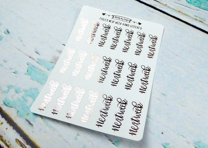 Foiled Hand Lettered Next Week Typography Planner Stickers for any Planner or Insert - Adorably Amy Designs