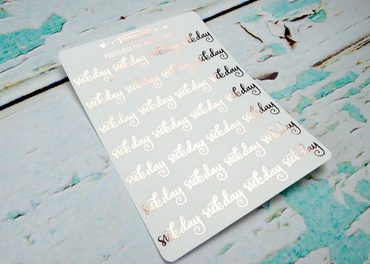 Foiled Hand Lettered Sick Day Typography Planner Stickers for any Planner or Insert - Adorably Amy Designs