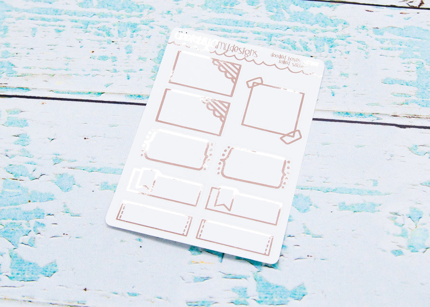 Foiled Doodled Boxes Sampler Planner Stickers for any Planner or Insert - Adorably Amy Designs