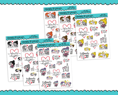 Planner Girls Character Stickers Date Night Out Planner Stickers for any Planner or Insert - Adorably Amy Designs