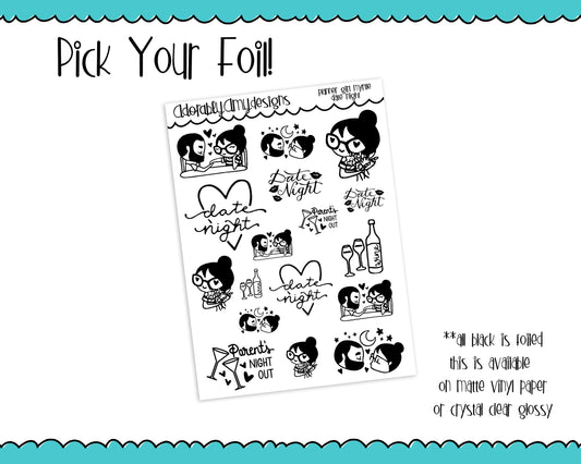 Foiled Planner Girl Myrtle Date Night Out Planner Stickers for any Planner or Insert - Adorably Amy Designs