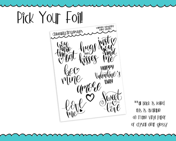 Foiled Valentine Love V1 Typography Planner Stickers for any Planner or Insert - Adorably Amy Designs