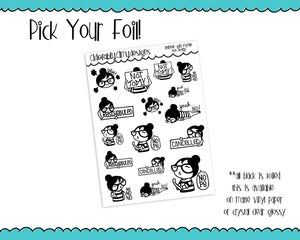 Foiled Planner Girl Myrtle Not Today Cancelled Day Planner Stickers for any Planner or Insert - Adorably Amy Designs