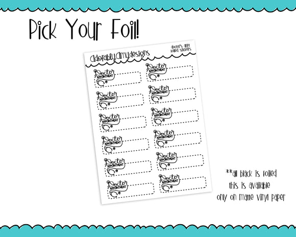 Foiled Doodled Doctor Appointment Reminder Planner Stickers for any Planner or Insert - Adorably Amy Designs