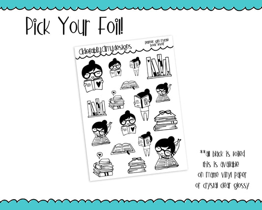 Foiled Planner Girl Myrtle Book Lover Planner Stickers for any Planner or Insert - Adorably Amy Designs